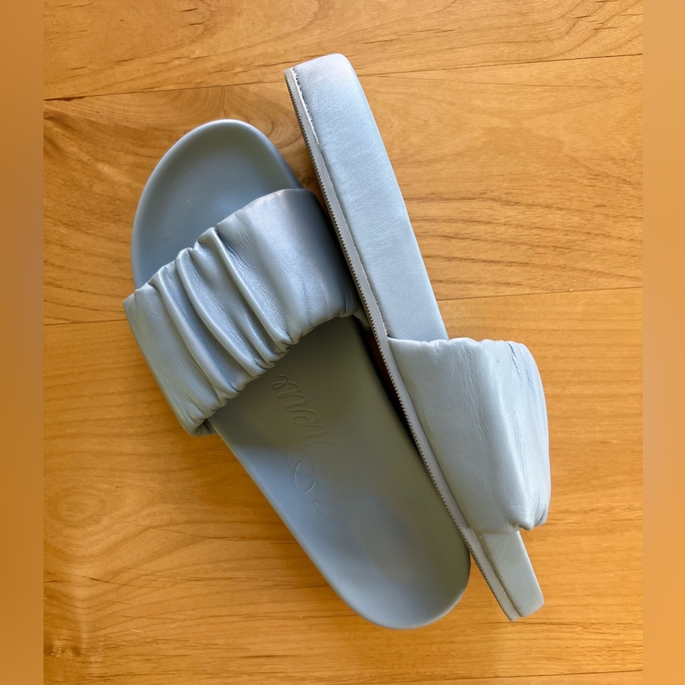 J. Crew Pacific Scrunchie-strap Slides in Blue Mist - Picture 7 of 8